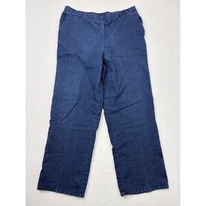 Alfred Dunner Womens Size 14 Elastic Waist Pull On Straight Leg Denim Jeans Blue